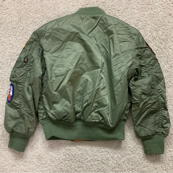 Boy's ALPHA INDUSTRIES Olive Green MA-1 Military AIR FORCE Flight JACKET S - Picture 3 of 9